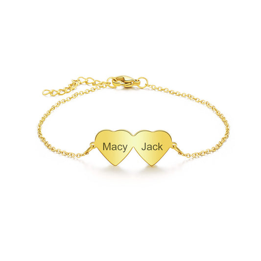 Customizable Name Heart Bracelet Ornament Couple Lovers Relatives Women's Glossy Titanium Stainless Steel Bracelet